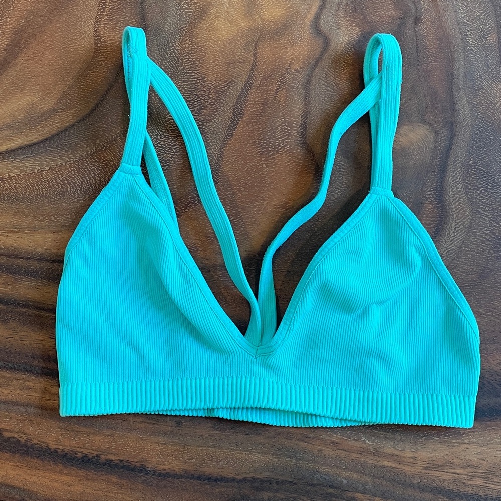 Free People Ribbed Teal Bralette - Lightweight Everyday Comfort